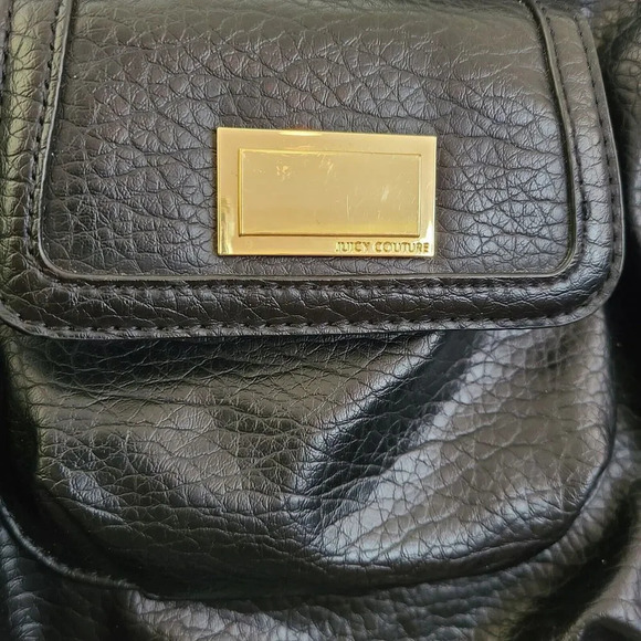 Juicy Couture Large Faux pebbled leather black shoulder bag purse - Picture 5 of 9